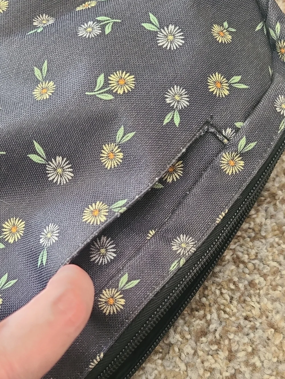 thirty-one Charcoal Floral Crossbody with Tan Strap